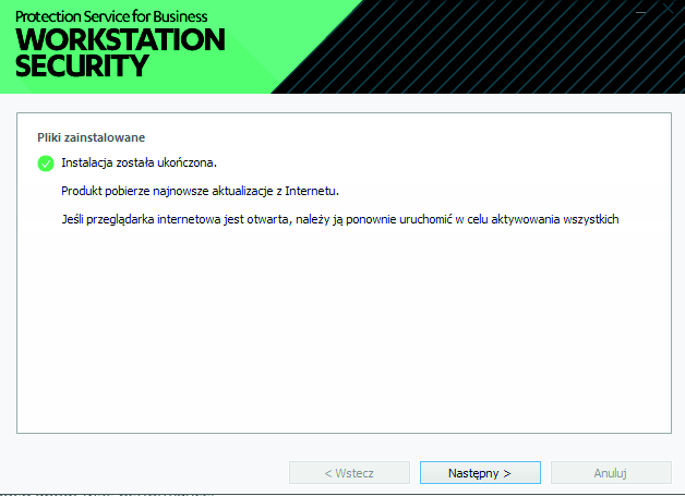 Oprogramowanie rozpocznie instalację, a po jej zakończeniu poinformuje o