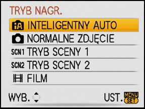 Przełączanie trybów Wybieranie trybu [NAGR.] Przygotowanie Gdy wybrany jest tryb [NAGR.