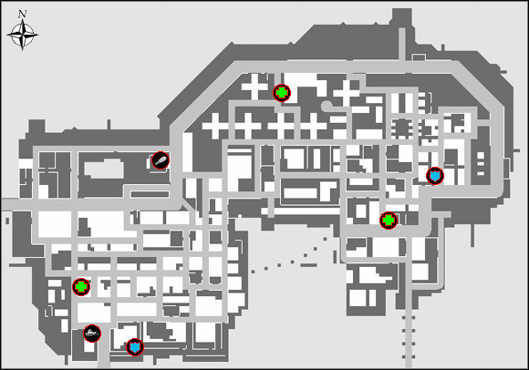 Poniżej umieszczone zostały mapy rozrzuconych na terenie Liberty City pancerzy, zdrowia, oraz broni. Ikony które na nich zobaczymy, to: Apteczka odnawiająca nasz pasek życia w 100%.