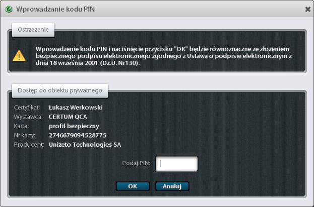 S t r o n a 8 elektronicznego zgodnego z Ustawą o podpisie elektronicznym (w przypadku certyfikatu niekwalifikowanego nie