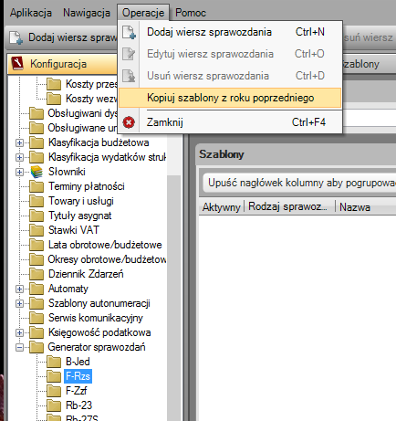 Otwarcie roku 2016 krok 15 ( generator sprawozdań) Jednostki, które chcą pozostać przy obecnych ustawieniach generatora sprawozdań, mogą w roku 2016 przekopiować generatory z poprzedniego roku.