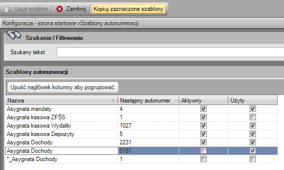 Otwarcie roku 2016 krok 3 ( utworzenie nowych szablonów numeracji) Jeśli chcą Państwo aby w nowym roku numeracja np.