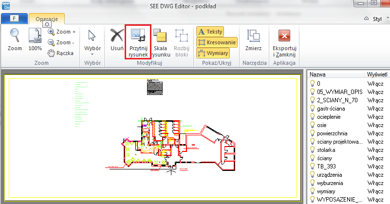 Podręcznik C.3. IMPORT PLIKU DWG Import jest wykonywany za pośrednictwem edytora SEE DWG Editor. Można zaimportować pliki *.dwg do wersji AutoCAD 2012 włącznie.