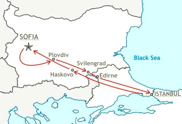 W Bułgarii, w rejonie Sofii, będzie Via Carpatię łączyła z Turcją droga E80 przebiegająca w południowym korytarzu europejskim zachód - wschód.
