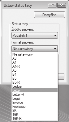 KONFIGUROWANIE STEROWNIKA DRUKARKI Po zainstalowaniu sterownika drukarki musisz skonfigurować ustawienia sterownika drukarki odpowiednio do ilości podajników papieru w urządzeniu i formatu papieru w