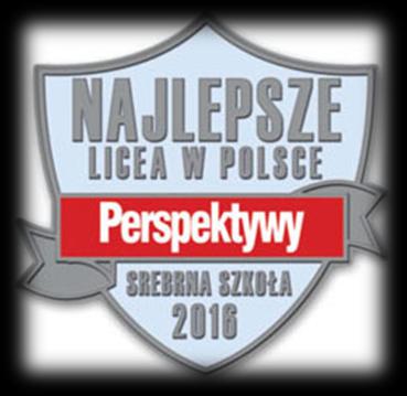 Ranking Liceów Ogólnokształcących Perspektywy 2016 III LO w Suwałkach wśród 300 najlepszych liceów ogólnokształcących w Polsce otrzymało Srebrną Tarczę