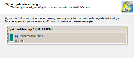 62 2. Włącz komputer. 3. Kliknij na element Kopiuj dysk w menu kreatora (można to również zrobić za pomocą każdego wcześniej opisanego sposobu). 4.