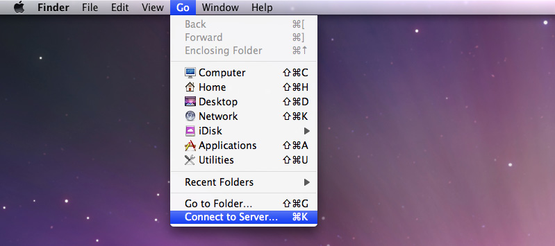 Synology RackStation Przewodnik użytkownika Dostęp do folderów współdzielonych z komputera Mac Wybierz opcję Uruchom > Połącz z serwerem z paska menu.