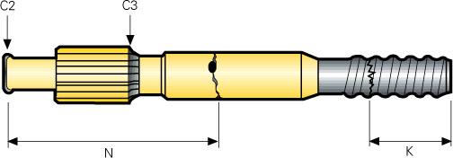 Łączniki K350u Złamanie 350 mm od końca po stronie koronki zaczynające się na zewnątrz Zużyta tuleja przednia. Wymieniać części w odstępach czasu zalecanych przez producenta wiertarki.