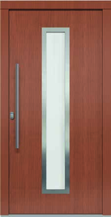 TAIDA PVC DREWNO PVC TAIDA 82 mm Ciemnobrązowy (RAL 8017) Biały (RAL 9016) Od zewnątrz: aplikacje ze stali szlachetnej, matowej szczotkowanej P-10 dł.