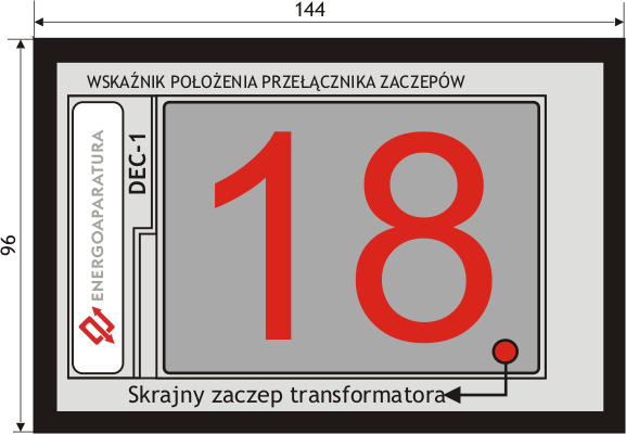 3. BUDOWA Urządzenie wykonane jest w obudowie zatablicowej z tworzywa. Wymiary obudowy przedstawione są na rys.. Rys.