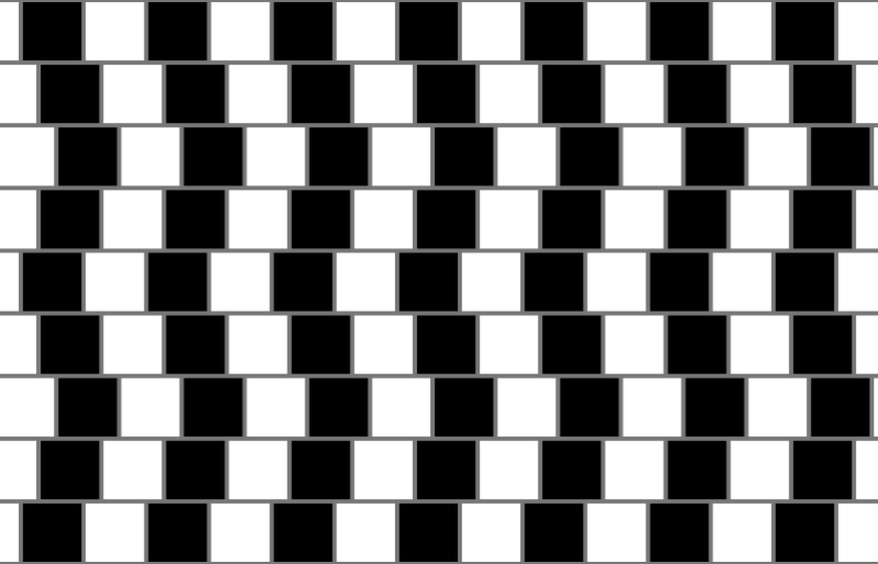 Przykłady złudzeń optycznych Na ilustracji wszystkie szare linie są do siebie równoległe.
