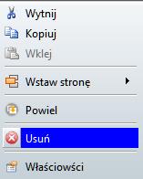 2.2.4 Wytnij, skopiuj i wklej, duplikuj stronę Kliknij przycisk rozwijania menu strony w menu bocznym, i wybierz pożądaną