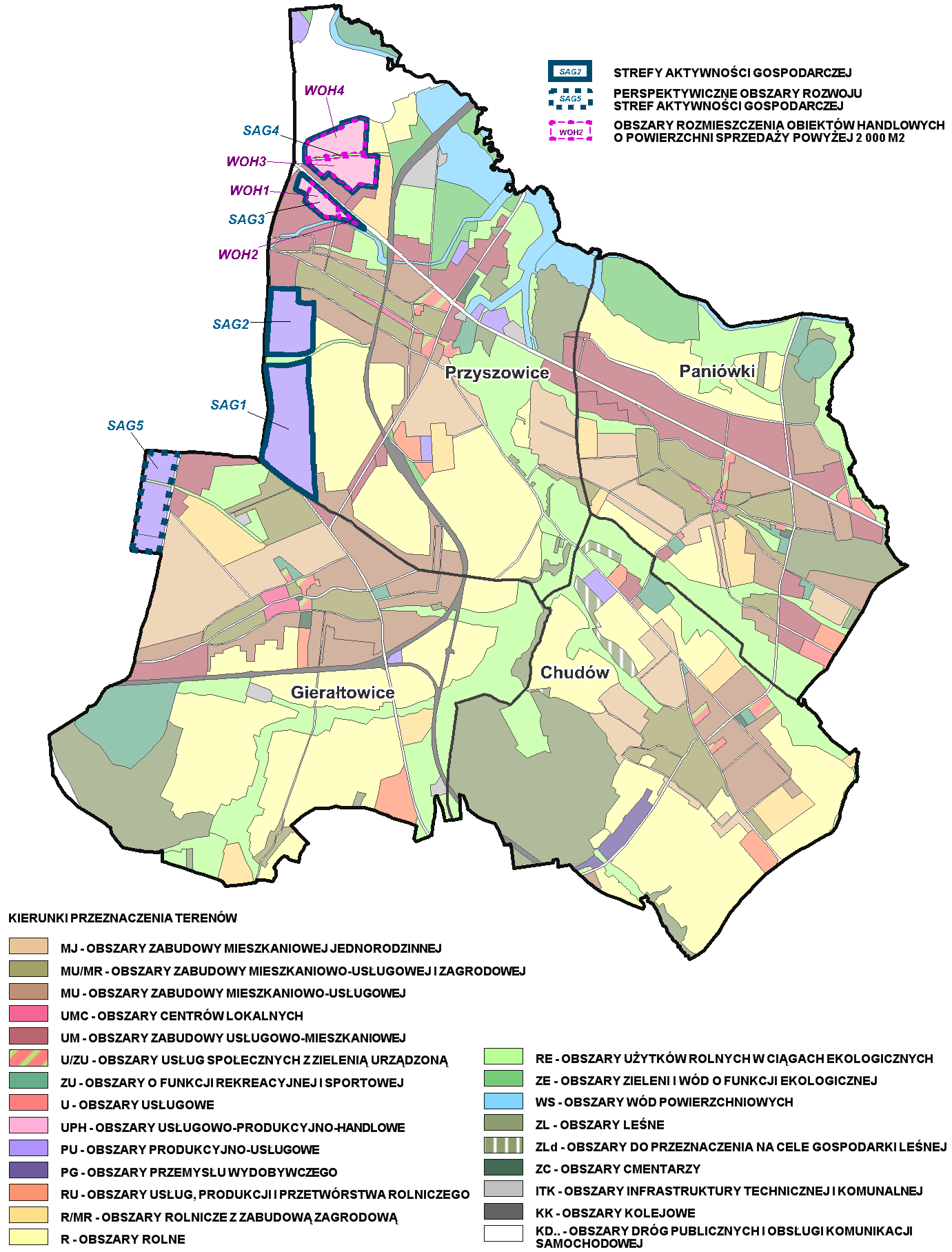 Część B: Kierunki zagospodarowania przestrzennego I. Kierunki zmian w strukturze przestrzennej oraz w przeznaczeniu terenów Rys. B1.