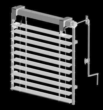 ŻALUZJA ZEWNĘTRZNA Z-70 szyna górna 58x56 z blachy stalowej cynkowanej listwa dolna, prowadnice z tłoczonego aluminium taśma sterująca (Texbanda ) oraz drabinka wykonane ze specjalnych syntetycznych