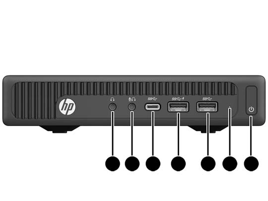 Elementy panelu sterowania (EliteDesk 800 i ProDesk 600) UWAGA: Model komputera użytkownika może się nieznacznie różnić od komputera przedstawionego na ilustracji w tej części.