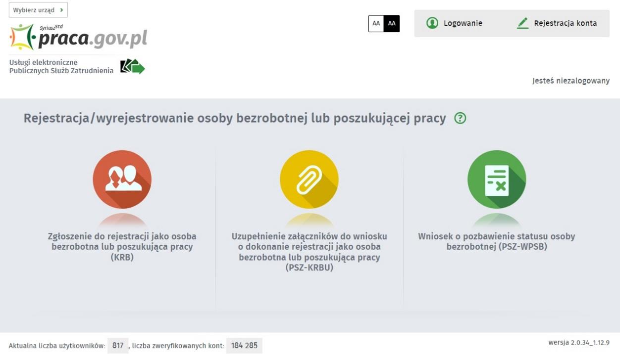 Rejestracja przez Internet Każda osoba bezrobotna i poszukująca pracy, może się zarejestrować przez Internet korzystając z modułu praca.gov.pl.