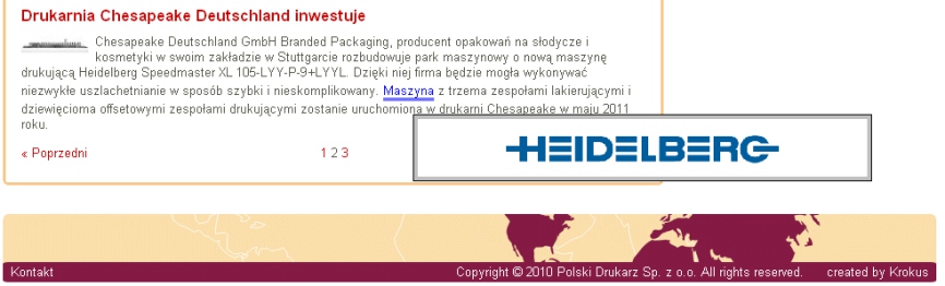 Reklama kontekstowa Na stronie internetowej istnieje możliwość powiązania, przy pomocy słów kluczowych, banera reklamowego z tekstami publikowanymi na stronie.
