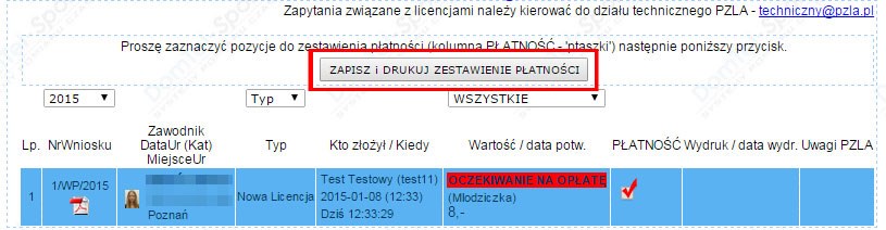 System zarejestruje złożony wniosek: 7.