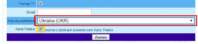 4. Poprawianie danych Aby uzupełnić dane zawodnika w panelu Obsługa Licencji należy wcisnąć przycisk Edycja Od roku 2015 obowiązkowo należy podać kraj pochodzenia (obywatelstwa zawodnika), Jeśli