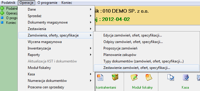 5. Raport zbiorczy dokumentów zamówień, potwierdzeń zamówienia z grupowaniem pozycji.