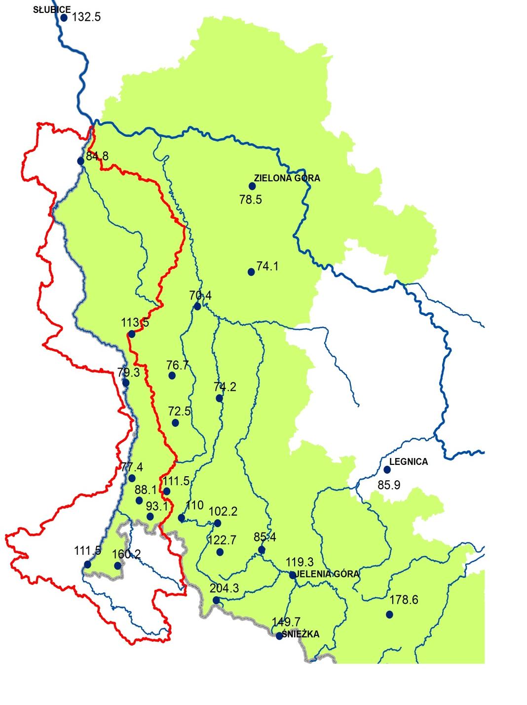 Preliminary results Maximum daily precipitation totals in the years 1971-21