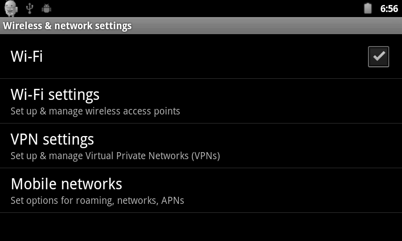 *Bezprzewodowe po#%czenie Wi-Fi: Klikn%$ ikon" Settings w menu g#ównym, przej&$ do ekranu System settings, nast"pnie klikn%$ Wireless & networks, aby przej&$ do interfejsu ustawie' Wireless & network