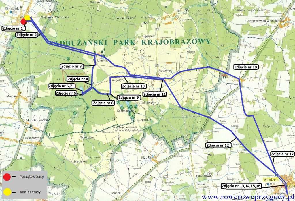 Wycieczka nr 28 STOCZEK MIEDNIK KAŁĘCZYN MIĘDZYLEŚ MIEDZNA- WROTNÓW KAŁĘCZYN - STOCZEK Dystans: ok.