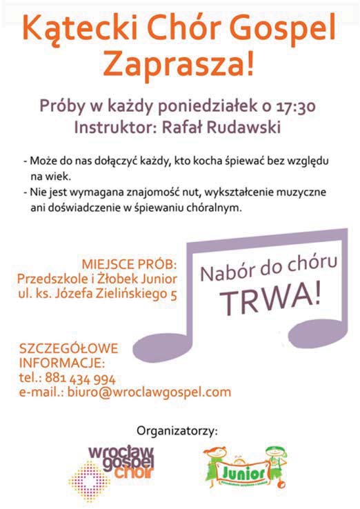 OGŁOSZENIA DROBNE Przyjmowanie ogłoszeń: 71/390-71-46 Caritas Wrocław poszukuje pielęgniarki do pracy w Hospicjum Domowym, praca na pełny etat. Kontakt tel. 71 327 13 00.