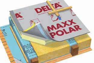 Delta -Maxx Polar SP Izolacja nakrokwiowa w postaci płyty z poliuretanu. Przeznaczona do stosowania wraz z izolacją zainstalowaną pomiędzy krokwiami. Płyta z obu stron jest pokryta włókniną mineralną.