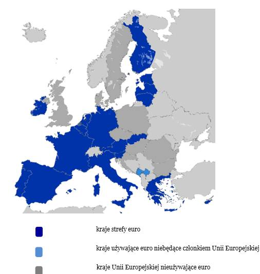 19 państw członkowskich Unii Europejskiej, których walutą jest euro: Belgia Niemcy Estonia Irlandia Łotwa