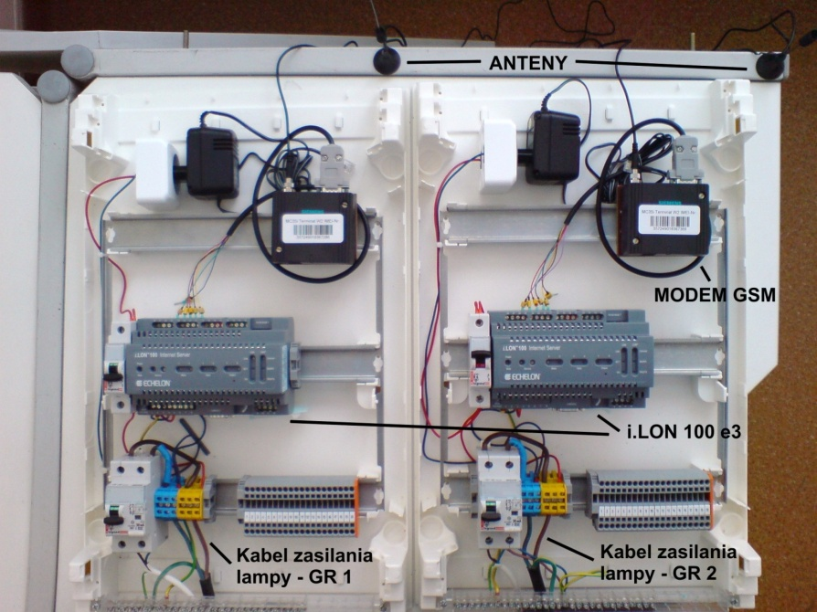 Energooszczędne sterowanie oświetleniem ulicznym instalacja pilotażowa AGH ETAP I Instalacja pre-pilotażowa 10 punktów oświetleniowych GSM Szafka łączeniowa 1 GSM Szafka łączeniowa 2 i.lon 100 e3 i.