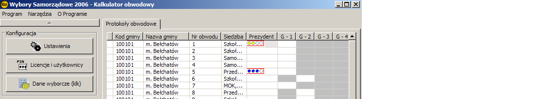Obsługa kalkulatora w dniu wyborów Rysunek 3.34. Okno informacyjne Zaimportowany protokół pojawi się na liście protokołów (patrz: Rysunek 3.35. Spis protokołów obwodowych). Rysunek 3.35. Spis protokołów obwodowych 3.