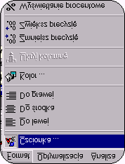 Format wyświetlania Menu FORMAT zawiera narzędzia do zmiany wyglądu arkusza z danymi.