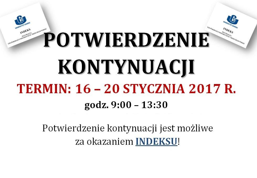 POTWIERDZENIE KONTYNUACJI Należy zabrać indeks, nawet jeśli nie ma już wolnych rubryk na nowe pieczątki!