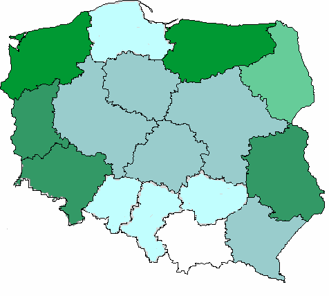 ZAGOSPODAROWANIE NIERUCHOMOŒCI ZWRSP I WYBRANE CZYNNIKI... 185 20-40 tys. ha 40-60 tys. ha 60-80 tys. ha 80-100 tys.ha powy ej 100 tys. ha Rysunek 2.