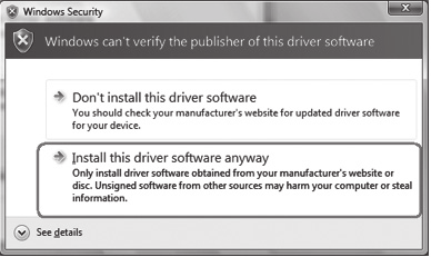 Możliwe, że Windows wyświetli informację o braku certyfikatu sterownika. Nie stanowi to przeszkody w poprawnym działaniu karty. Wszystkie produkty Sweex i ich sterowniki są dokładnie sprawdzane.
