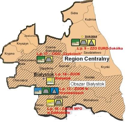 Podział województwa podlaskiego na regiony gospodarki odpadami oraz regionalne instalacje