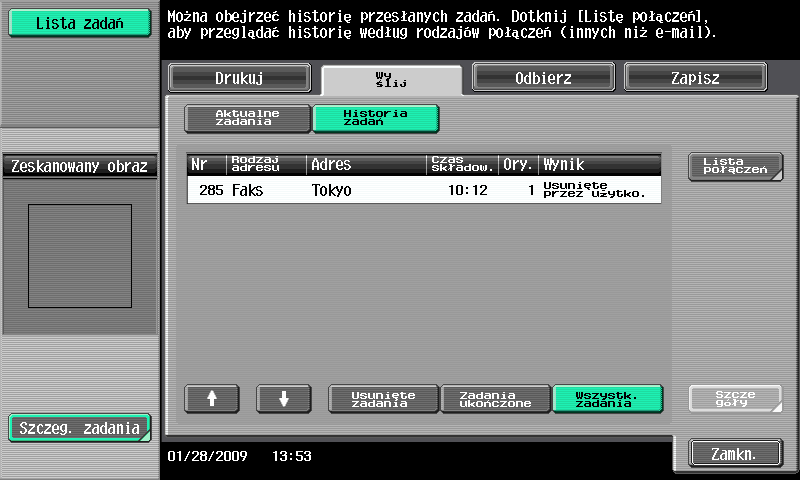 5 Sprawdzanie dotychczas wykonanych operacji faksowania 5.2 5.
