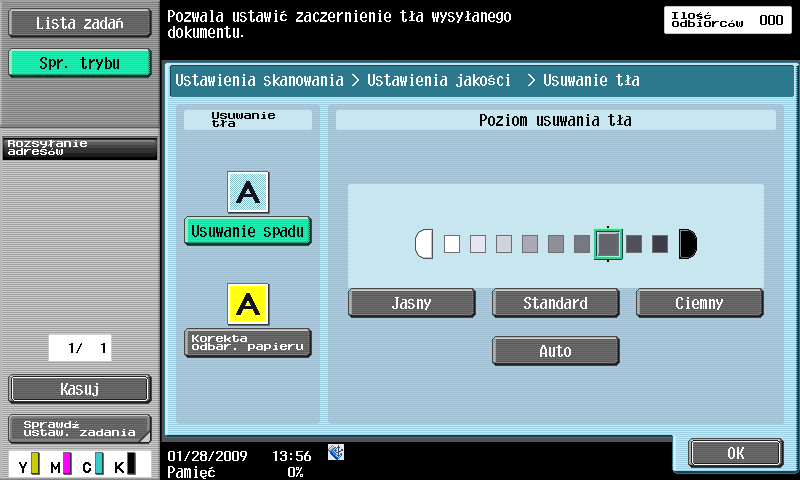 6.5 Przesyłanie z regulacją koloru tła 6 d Odsyłacz Aby poznać szczegóły, patrz rozdział 5 w