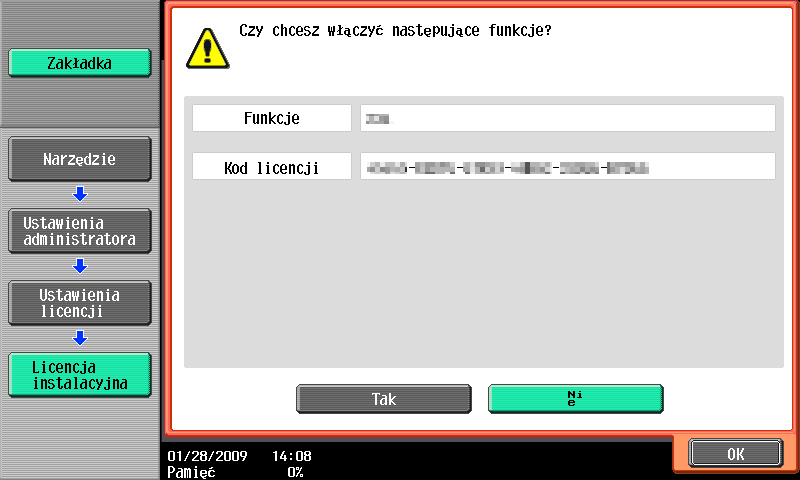 8.2 Rejestrowanie i-option LK-101 v2/lk-102/lk-105 8 % Nacisnąć [Kod licencji], następnie wpisać uzyskany kod licencji. % Nacisnąć [Instaluj].