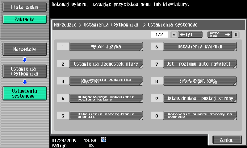 10 Ustawienia, które można określić 10.2 10.2 Ustawienia, które można określić Na ekranie Ustawienia użytkownika można konfigurować ustawienia parametrów należących do następujących pięciu kategorii.