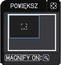 INPUT ASPECT PbyP AUTO FREEZE MAGNIFY FOCUS ZOOM VOLUME ON + + + OFF - - - PAGE UP GEOMETRY PICTURE MUTE DOWN INTERACTIVE NETWORK BLANK ESC MENU OSD MSG MYBUTTON 1 2 ENTER RESET Powiększanie obrazu 1.