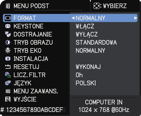MENU PODST MENU PODST Wybrać pozucję przyciskami /. Następnie realizować ustawienie według opisu w poniższej tablicy.