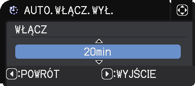 Menu OPCJE Funkcja BEZ. WŁĄCZ. WŁ. Opis Użycie przycisków / wyłącza/załącza funkcję właczenia pracy automatycznej.