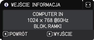 Menu OPCJE Funkcja Opis INFORMACJA Wybranie tej pozycji wyświetla dialog zatytułowany-"wejście INFORMACJA". Umożliwia on wgląd do informacji o bieżącym wejściu. SERWIS (ciąg dalszy) Komunikat "BLOK.