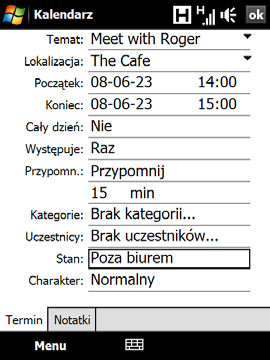 Skrócony przewodnik 33 19. Zarządzanie terminami Użyj funkcji Kalendarz, aby uzyskać przypomnienia o nadchodzących terminach. Wprowadzanie terminu do urządzenia 1.
