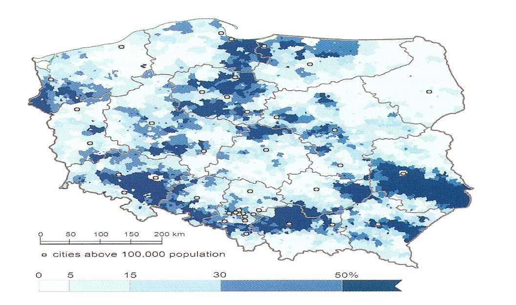 Procentowy udział najwartościowszych rolniczo terenów z