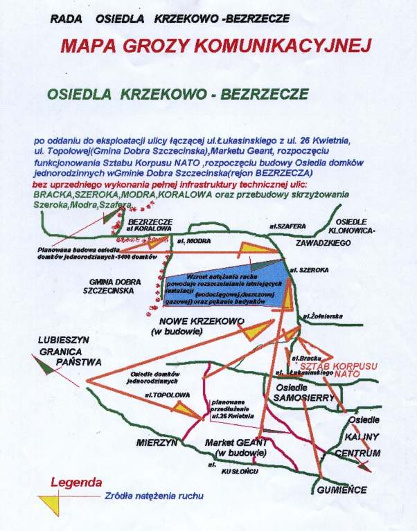 Mapa grozy komunikacyjnej (1998 r.