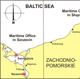 Znajduje się w odległości ok. 69 km na południe od Zatoki Pomorskiej i ok. 11 km od Zalewu Szczecińskiego [25,26,27,28,29]. Na mapie nr 1, przedstawiono usytuowanie Portu w Szczecinie. Mapa 1.